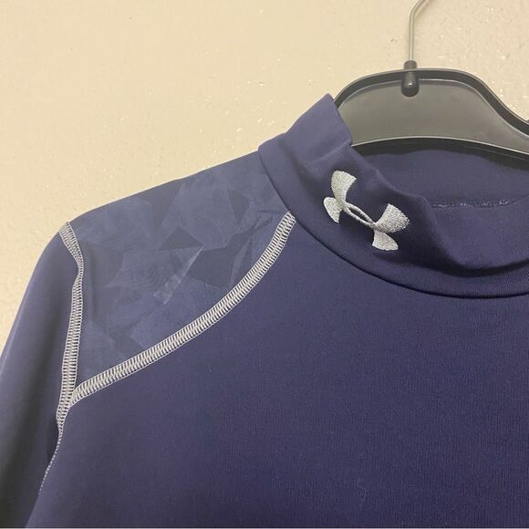 Under Armour mens blue Compression gold gear fleece lined long sleeve top mock S - Picture 3 of 12
